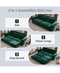 Streamdale Furniture Chesterfield Velvet Sleeper Sofa Bed, Nailhead Trim