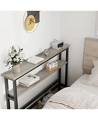 gaomon 59" Narrow 2-Tier Console Table with Adjustable Shelf