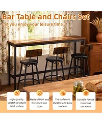 Streamdale Furniture Bar Table and Chairs Set for 3, 4 Piece Industrial Dining Set with Stools