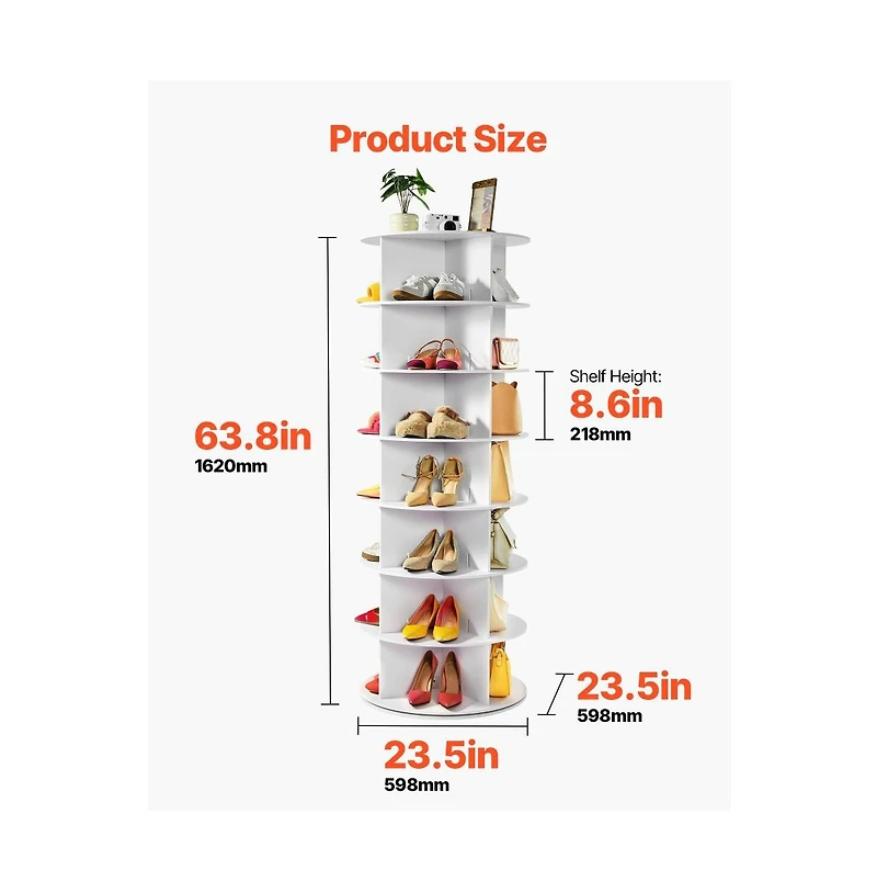 Slickblue 7-Tier Rotating Shoe Rack 360° Spinning Carousel
