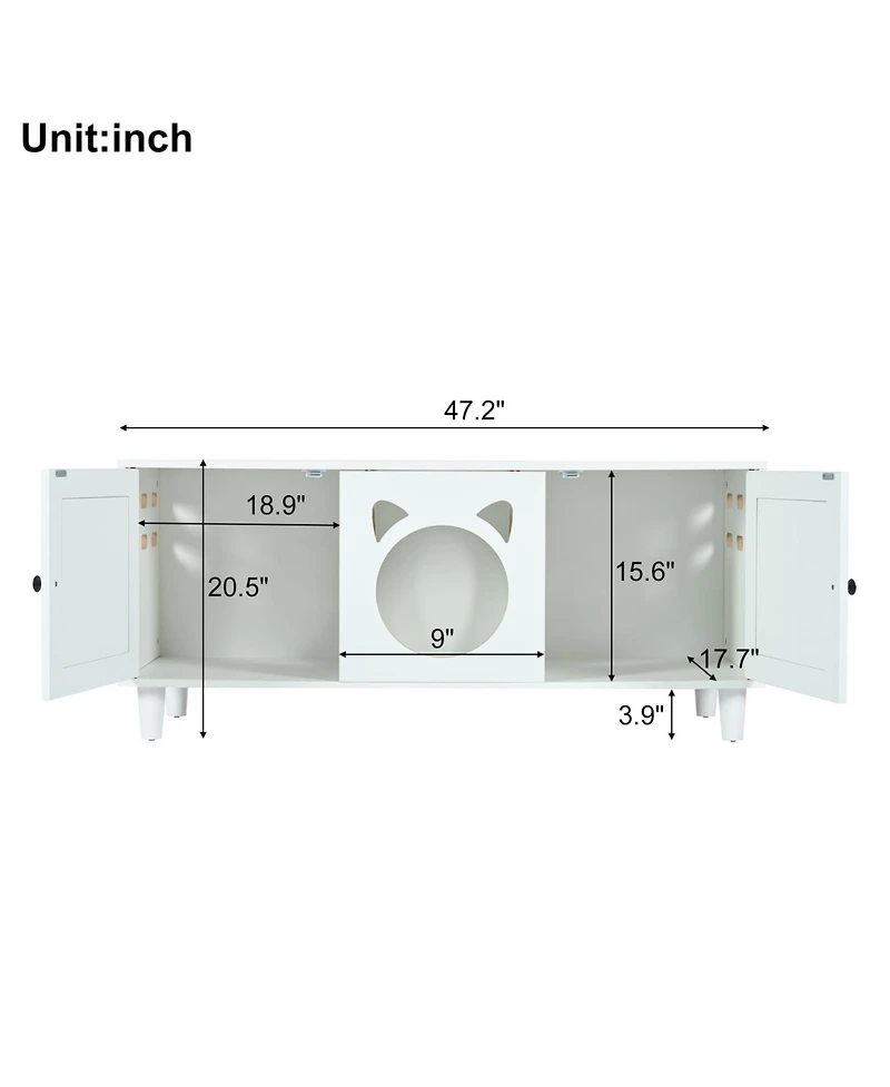 Streamdale Furniture Cat Litter Box Cabinet with Scratching Door