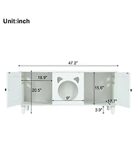 Streamdale Furniture Cat Litter Box Cabinet with Scratching Door