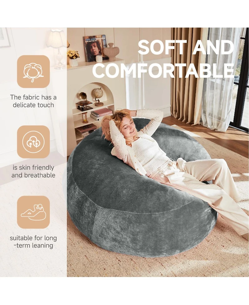 Streamdale Furniture 4FT Memory Foam Bean Bag Chair for Adults & Teens - Soft Round Sofa