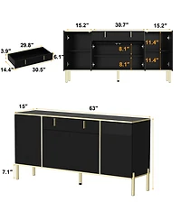Homsee Dresser with 4 Doors and Deep Drawer, Side Cabinet for Bedroom, Living Room