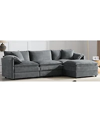 Streamdale Furniture 103" Chenille Modular Sectional Sofa with Deep Seat & Movable Ottoman