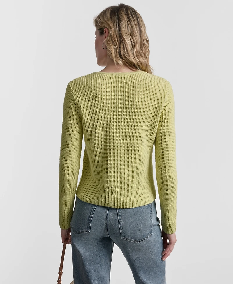Dkny Jeans Women's Long-Sleeve Tuck Stitch Crewneck Cardigan