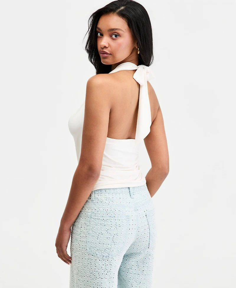 Bar Iii Women's Cowl-Neck Halter Top, Macy's Exclusive