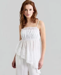 Now This Womens Asymmetric Lace Trim Top Macys Exclusive