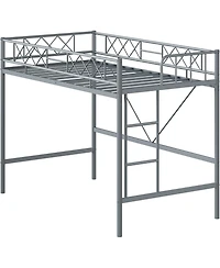 gaomon Twin Loft Bed, Heavy Duty Metal Frame with Arched Guardrail, Flat Ladder Rung, and Steel Slat Support, No Box Spring Required