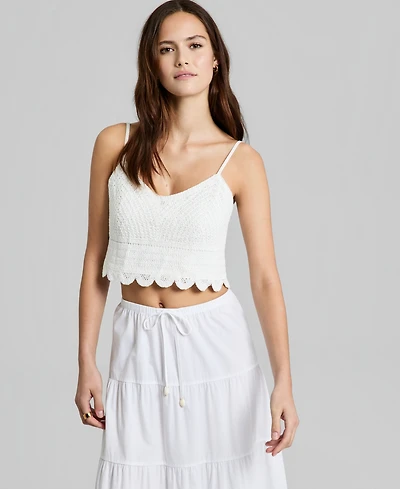 And Now This Women's Cotton Crochet Cropped Top, Macy's Exclusive