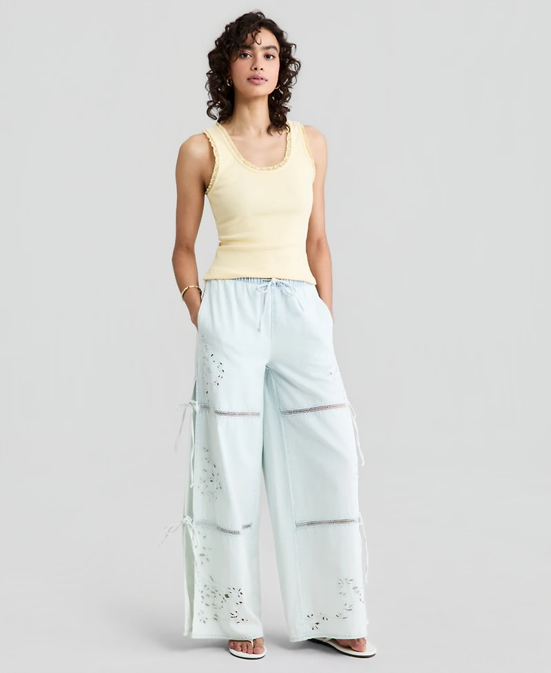And Now This Women's Crocheted-Trim Ribbed Tank Top, Macy's Exclusive