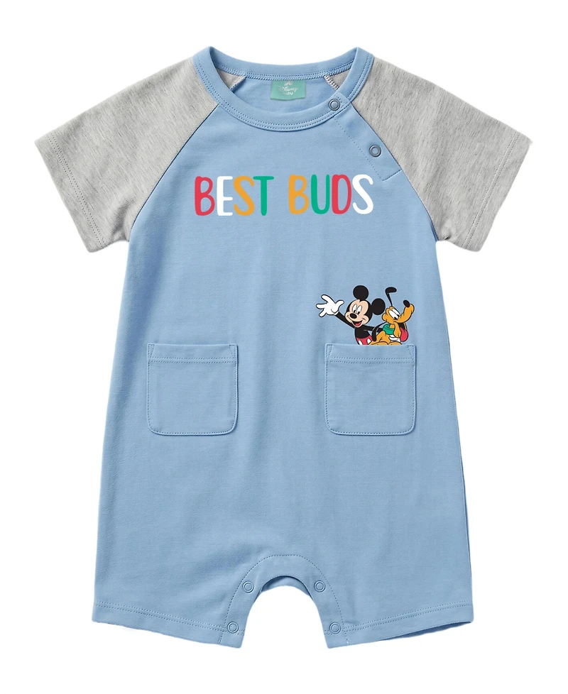 Disney Baby Boys' Mickey Print Romper and Hat, 2-Piece Set