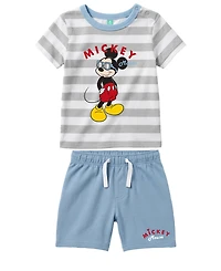 Disney Baby Boys' Mickey Print Top and Shorts, 2-Piece Set