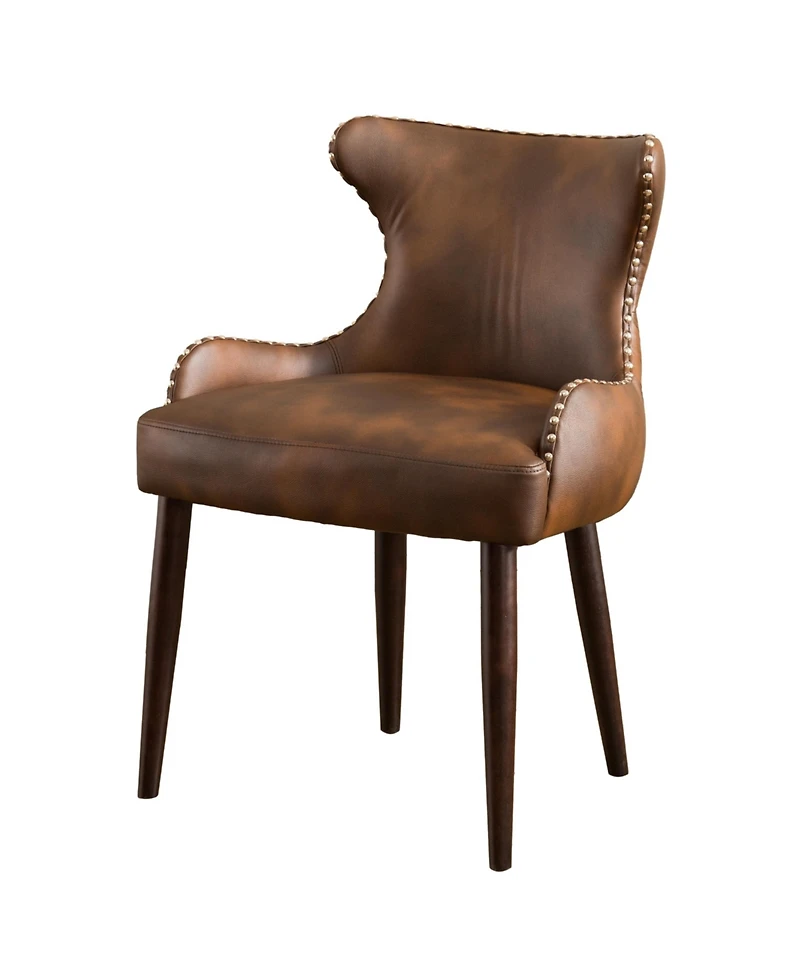 Streamdale Furniture Tufted Button Back barrel chair with Nailhead, Brown