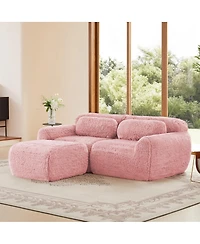 Streamdale Furniture L-Shaped Boneless Sofa, Soft Fluffy Plush, Chaise, 32D Sponge, No Assembly