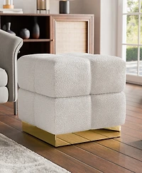 Soren 18" Wood Boucle Storage Ottoman