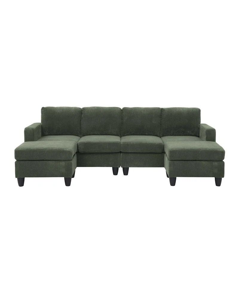 Streamdale Furniture Savannah Modular Corduroy Sectional Sofa with Ottoman