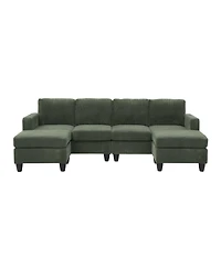 Streamdale Furniture Savannah Modular Corduroy Sectional Sofa with Ottoman