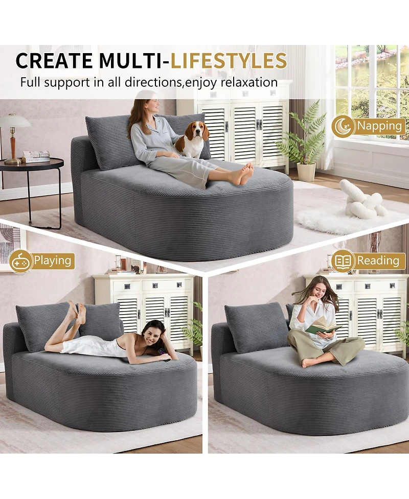 Streamdale Furniture 67.5" Indoor Corduroy Oversized Sleeper Sofa with Deep Seat Lounge