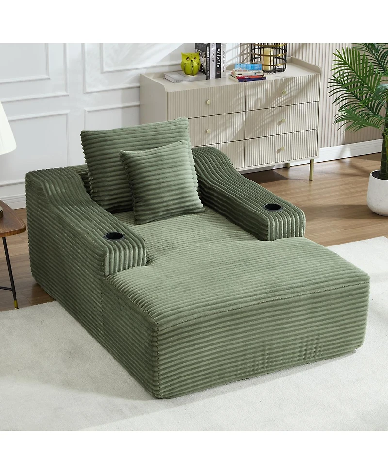 Streamdale Furniture 67" Corduroy Oversized Sleeper Sofa with Wide Armrest, No Assembly Required