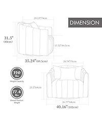 Streamdale Furniture Upholstered 360° Swivel Accent Barrel Chair and Half Cozy Sofa with 3 Pillows