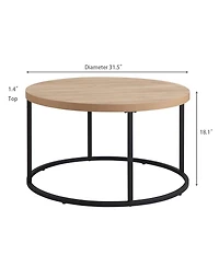 Streamdale Furniture 31.5" Round Coffee Table - Modern Industrial Wood & Metal Center Table