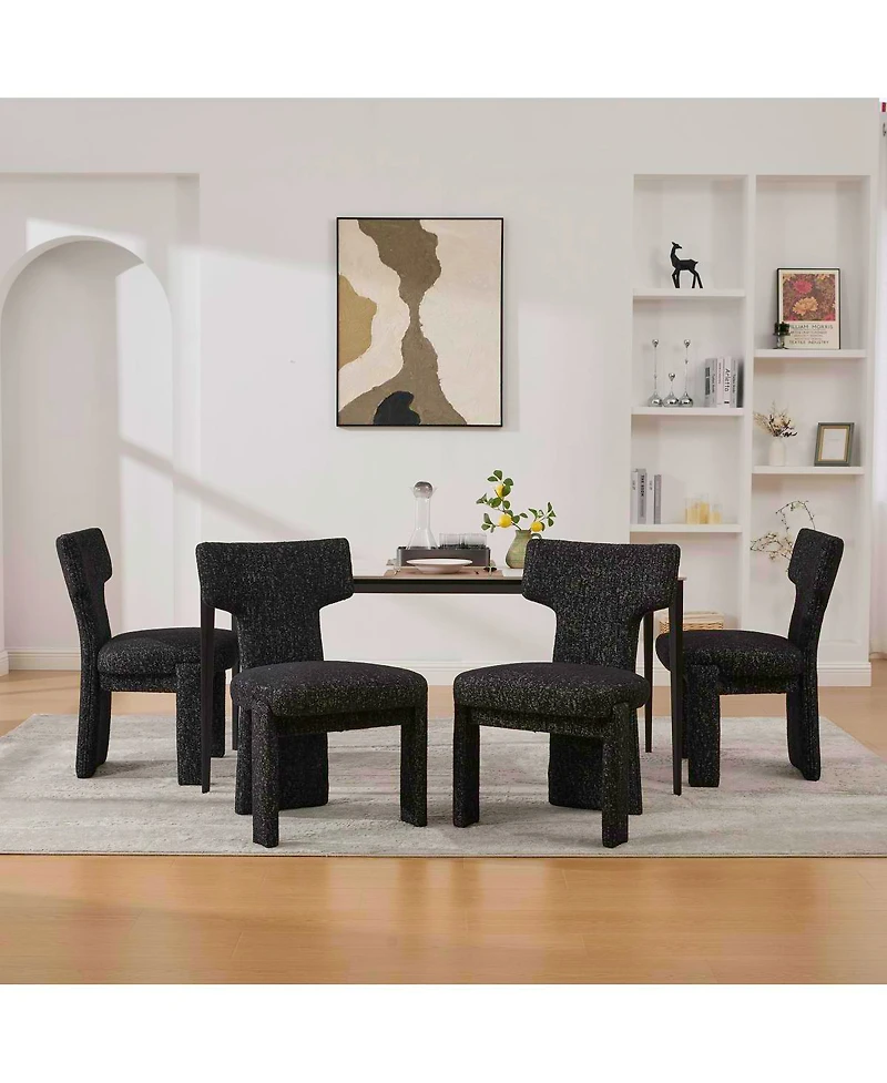 Streamdale Furniture Modern Chenille Dining Chair Set of 4, Armless Curved Back Accent Chairs