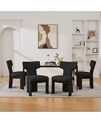 Streamdale Furniture Modern Chenille Dining Chair Set of 4, Armless Curved Back Accent Chairs