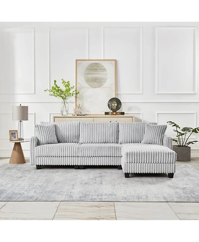 Streamdale Furniture 100-inch L-shaped corduroy sofa with modular seating and built-in charging ports