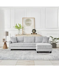 Streamdale Furniture 100-inch L-shaped corduroy sofa with modular seating and built-in charging ports