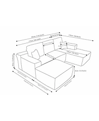 Streamdale Furniture 104" U-Shape Cloud Sectional Sofa with Chaise & Side Pockets, Plush Fabric