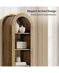 Tribesigns 74.8" Tall Arched Bookshelf, 6-Tier Narrow Open Bookcase(1 Pc)