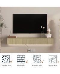 Streamdale Furniture Floating Tv Stand with 16 Color LEDs, Modern Entertainment Center