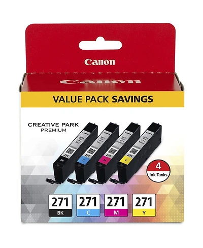 Canon Cli-271 4-Pack Ink Tanks for Pixma Mg, Ts Series Printers
