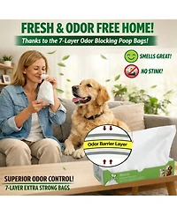 Covfresh Odor Blocking Dog Poop Bags, M-220 Bags with Dipenser Box, 9.84×15.75 Inch