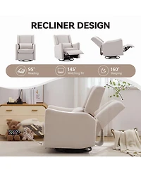 Streamdale Furniture Linen Wingback Swivel Rocker Recliner Chair