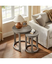 Streamdale Furniture 24" 2PC Curved Round Wooden Coffee Table Set