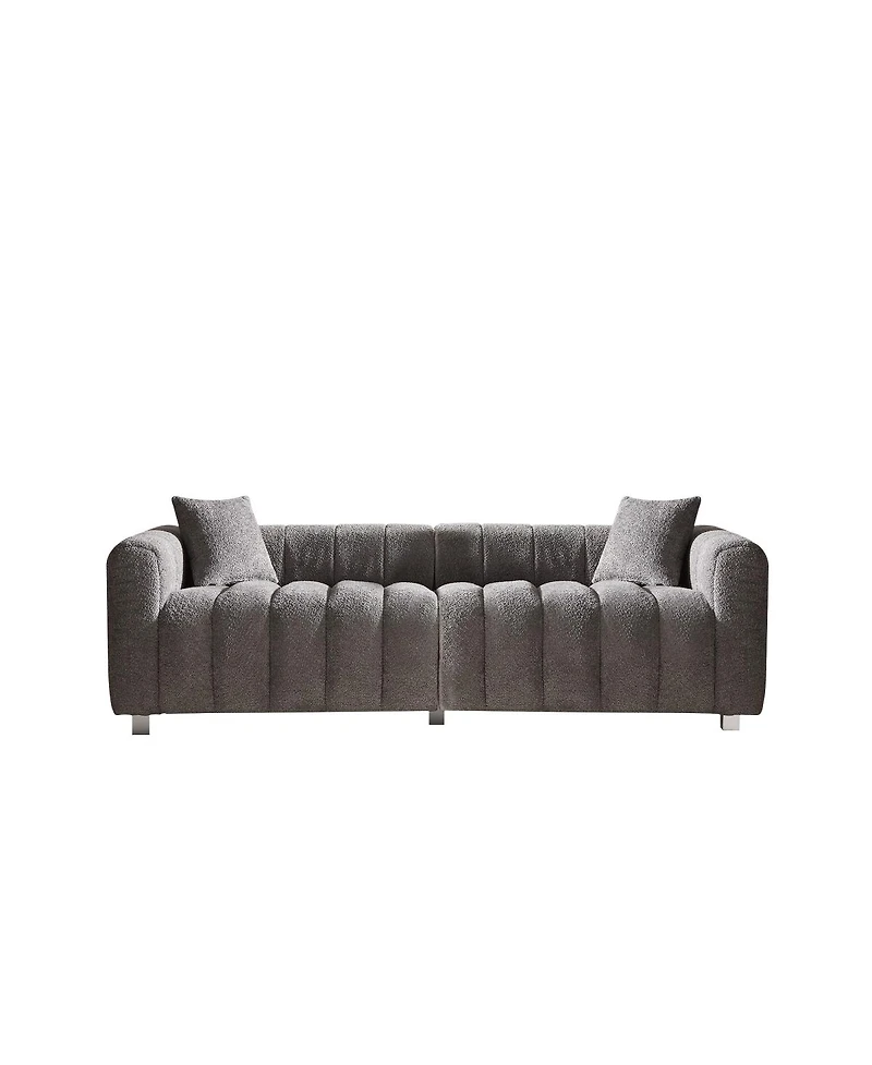 Streamdale Furniture Premium Velvet 3-Seater Sofa with Metal Base and 2 Pillows