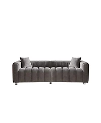 Streamdale Furniture Premium Velvet 3-Seater Sofa with Metal Base and 2 Pillows