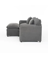 Streamdale Furniture Deep Seat Sectional Sofa Cloud Couch with Ottoman, Modern Chenille Comfy Love Seat