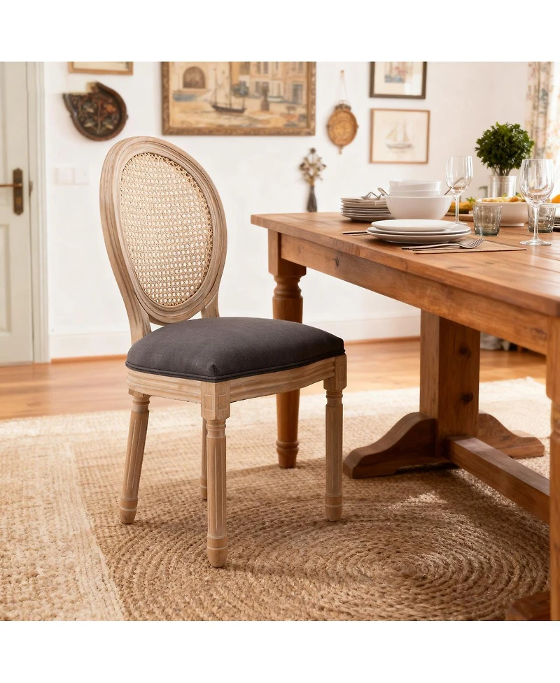 Streamdale Furniture Streamdale French Country Rattan Upholstered Dining Chairs