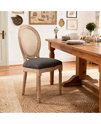 Streamdale Furniture Streamdale French Country Rattan Upholstered Dining Chairs