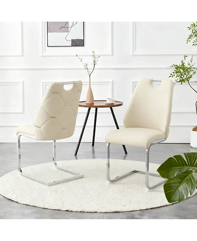 Streamdale Furniture Modern Pu Leather Dining Chair with Arched Back