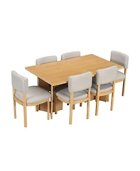 Streamdale Furniture Farmhouse Wood Dining Table Set for 6, 60" Rectangular Table with Upholstered Chairs