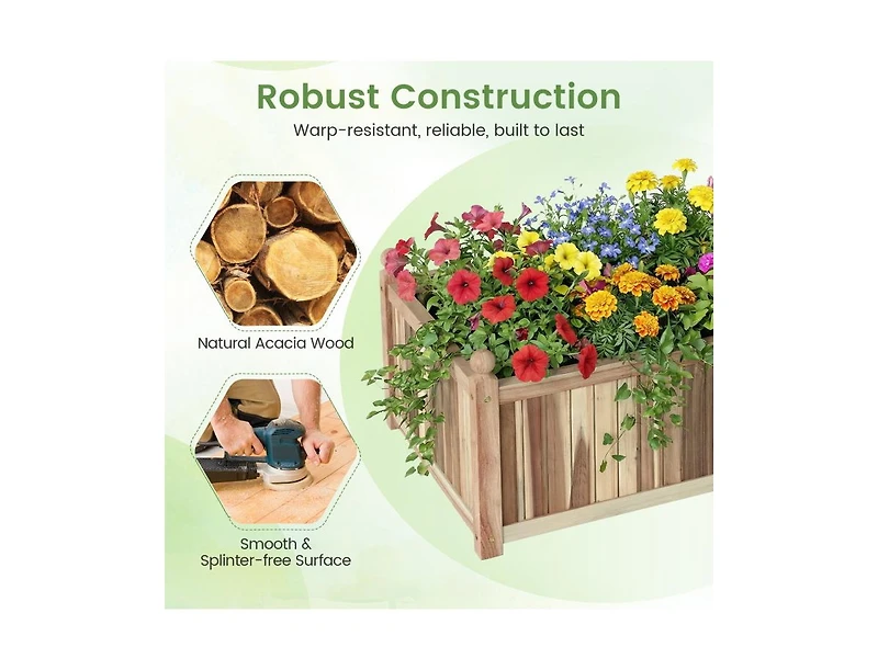 Slickblue Acacia Wood Raised Garden Bed with Protective Liner