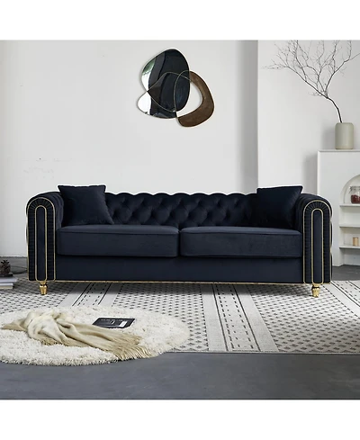Streamdale Furniture 86" Modern Tufted Sofa with Toss Pillows