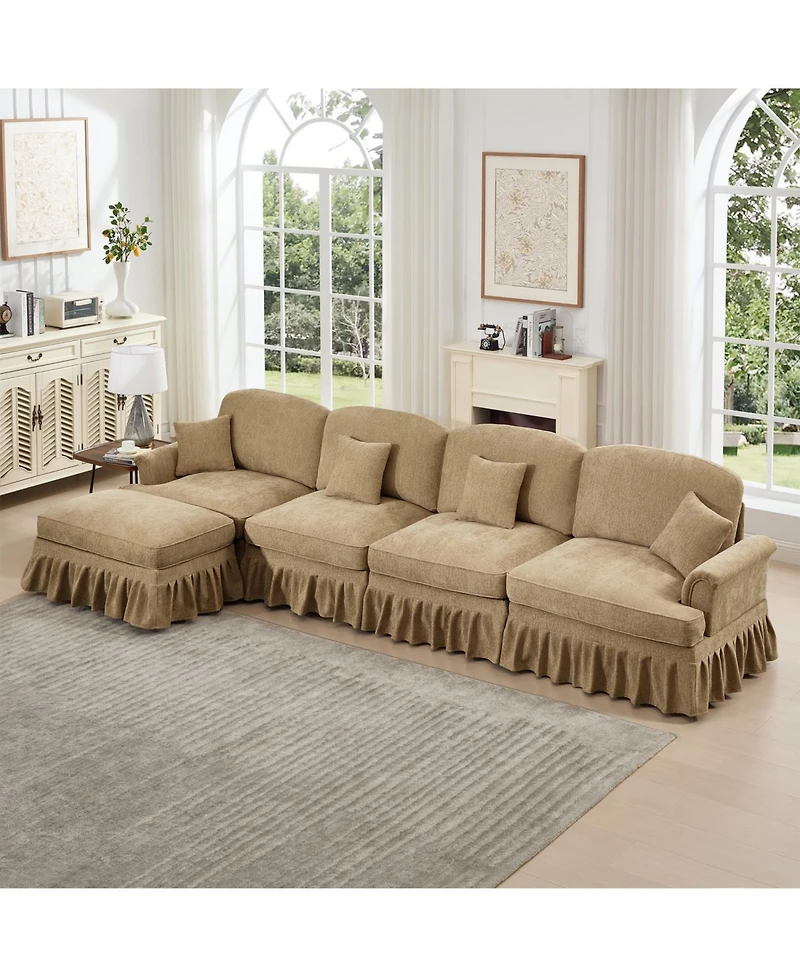 Streamdale Furniture Chenille Sectional Sofa with Ottoman