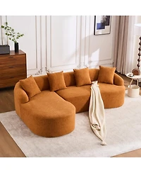 Streamdale Furniture Boneless L-Shape Sectional Sofa with Curved Chaise, Modular Chenille Couch