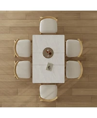 Streamdale Furniture Retractable Rock Slab Dining Table Set