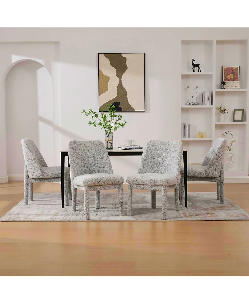 Streamdale Furniture Modern Minimalist Chenille Upholstered Dining Chair Set of 4